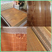 Chiếu trúc tăm vân gỗ in hoa màu gỗ,chiếu tăm hoa đế lụa 0,8.0,9.1m. 1m2,1m4,1m5,1m6,1m8,2m Họa Tiết Ngẫu Nhiên