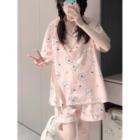 Chiikawa Bộ Đồ Ngủ Nữ Mùa Hè Mỏng Ngắn Tay Quần Short Học Sinh Rời Thường Ngày Homewear Phù Hợp Với