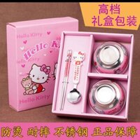 Children's Tableware Set Baby Stainless Steel Bowl Heat Insulation Cartoon Elementary School Students Drop-Resistant Gift Child Eating Bowls and Chopsticks axPx