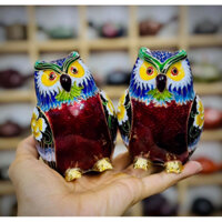 Chim cú mèo đồng pháp lam thủ công