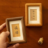 Chinese calligraphy mini 3 inch small photo frame ,black walnut table ,printing and framing ,custom DIY desktop cultural