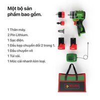 {chính hãnġ} Khoan Pin AKUZA K7 4 in 1 Có Búa- Khoan pin 16,8V Không Chổi Than Đầu Kẹp Autolook 10mm