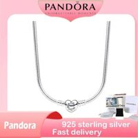 Chính hãng 100% (có hộp) S925 chất bạc để mua sản phẩm quà tặng sinh nhật Pandora Moments Heart Clasp Vòng cổ chuỗi rắn