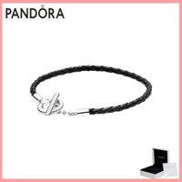 Chính hãng 100% (có hộp) Pandora S925 đại lý bạc để mua sản phẩm Vòng tay chữ T bằng da bện Pandora Moments