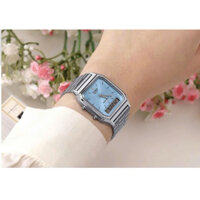 [Chính Hãng 100%] Đồng Hồ Nữ Casio AQ-230-2A1 Máy Quartz (Pin) Kính Nhựa Mặt Chữ Nhật Siz 38x30 Dây Thép Không Gỉ Fulbox
