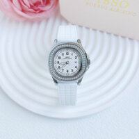 [Chính Hãng 100%] Đồng Hồ Nữ  IBSO Mặt Tròn Siz 31mm Máy Quartz (Pin) Kính Sapphire Dây Silicon Trắng