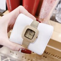 (Chính Hãng 100%) Đồng hồ nữ chính hãng Royal Crown 6140 mặt vuông đính đá vàng gold siz 30mm máy pin