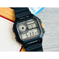 [Chính Hãng 100%] Đồng Hồ Casio Nam AE1200 (1200) Máy Pin (Quartz) Mặt Tròn Siz 39,5mm Dây Nhựa Đen Full Box