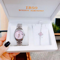 [Chính Hãng 100%] Sét Đồng Hồ Nữ  IBSO 1079 (S1079) Mặt Tròn Siz 32 Máy Quartz (Pin) Kính Sapphire Dây Kim Loại Full Box