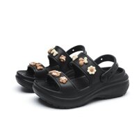 [Chính hãng] [Ảnh thật] SANDAL NHỰA MỀM ĐẾ CAO CHO NỮ MÀU ĐEN CHARM MÀU NÂU HỌA TIẾT