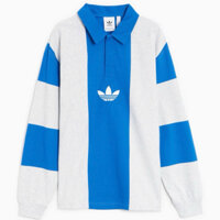 CHÍNH HÃNG - ÁO ADIDAS POLO LONG SLEEVE GREY BLUE - ÁO CÓ CỔ TAY DÀI SỌC XANH XÁM