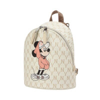 CHÍNH HÃNG - BALO MLB X DISNEY MONOGRAM BACKPACK MICKEY NEW YORK YANKEES CREAM BEIGE - Balo nhỏ hoạ tiết chuột mickey