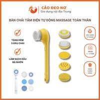 [Chính hãng] Bàn Chải Tắm Điện Tự Động PRITECH, Máy Tẩy Da Chết Massage Toàn Thân 6 Đầu Cọ - Cáo Đeo Nơ