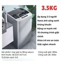 [CHÍNH HÃNG - BẢO HÀNH 12 THÁNG] Máy giặt mini Sakura 100% tự động, máy giặt cửa trên 3.5kg giặt vắt kháng khuẩn