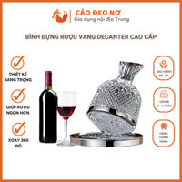 [Chính hãng] Bình Đựng Rượu Vang Xoay 360 Độ Cao Cấp DECANTER, Bình Thở Rượu Vang - Cáo Đeo Nơ