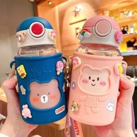 [CHÍNH HÃNG] Bình nhựa Cute Cho Bé 600ML + Dây Đeo + Ticker Nỗi