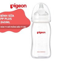 [CHÍNH HÃNG] Bình sữa cổ rộng cho bé PP Plus Pigeon chịu nhiệt cao 160ml/ 240ml/ 330ml
