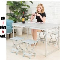 [CHÍNH HÃNG] Bộ bàn ghế gấp gọn khung nhôm cao cấp- Bộ 1 bàn 4 ghế - Dã ngoại picnic siêu tiện dụng