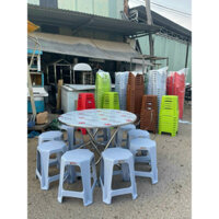 CHÍNH HÃNG BỘ BÀN GHẾ INOX CAO CẤP QUI PHÚC COMBO10 GHẾ