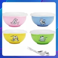 [Chính hãng] Bộ Chén (Có Nắp) + Muỗng Inox ZEBRA Thái Lan 2 Lớp Cách Nhiệt Cho Bé Vỏ Nhựa 11cm-184202