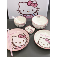 [CHÍNH HÃNG] Bộ chén đĩa gốm sứ cao cấp Hello Kitty hãng Marsica  * San