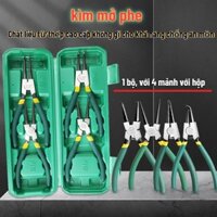 CHÍNH HÃNG - Bộ kìm mở phanh Hộp 4 chiếc Kìm mở phe trong, phe ngoài, Mũi cong, mũi thẳng, mũi đôi, mũi đơn (kìm phanh)