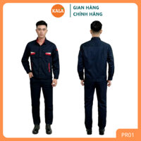 (CHÍNH HÃNG) Bộ Quần Áo Bảo Hộ Lao Động Kala PR01 Vải Pangrim Màu Xanh Navy Phối Đỏ Thoáng Mát