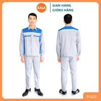 (CHÍNH HÃNG) Bộ Quần Áo Bảo Hộ Lao Động Kala PG05 Vải Pangrim Hàn Quốc Xám Phối Xanh Thoáng Mát