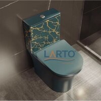 [CHÍNH HÃNG] BỒN CẦU ĐEN HOẠ TIẾT VÀNG. BỒN CẦU LARTO 1 KHỐI MÀU ĐEN  LTBC-7922