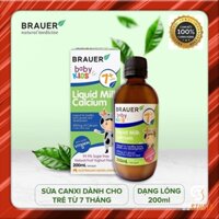 (CHÍNH HÃNG) Brauer Liquid Milk Calcium dạng lỏng cho trẻ trên 7 tháng tuổi (200ml)