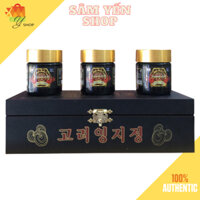 [Chính Hãng] Cao Linh Chi Núi Hàn Quốc Cao Cấp Hộp Gỗ Đen (3 lọ x 120g gold)