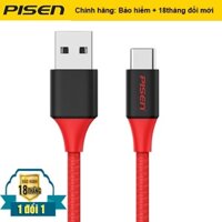 (Chính hãng) - Cáp Pisen Quick Type-C 3A Braided 1000mm (USB Type-C, Quick Charging) - Bảo hành 18 tháng