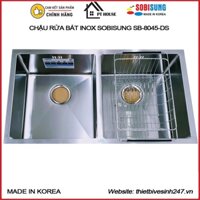 [CHÍNH HÃNG] Chậu rửa bát inox 2 hố Sobisung SB-8045-DS nhập khẩu nguyên bộ Hàn Quốc - Chậu rửa chén inox 304 2 hố