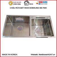 [CHÍNH HÃNG] Chậu rửa bát inox 2 hố Sobisung SB-7845 nhập khẩu nguyên bộ Hàn Quốc - Chậu rửa chén inox 304 2 hố lệch