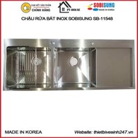 [CHÍNH HÃNG] Chậu rửa bát inox 2 hố 1 bàn Sobisung SB-11548 nhập khẩu nguyên bộ Hàn Quốc - Chậu rửa chén inox 304 2 hố