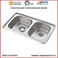 [CHÍNH HÃNG] Chậu rửa bát inox 2 hố Sobisung SB-900 nhập khẩu nguyên bộ Hàn Quốc - Chậu inox rửa chén inox 304 2 hố
