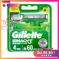 Chính hãng Chính hãng Hộp 4 Lưỡi Dao Cạo Gillette Mach 3 Sensitive MẪU MỚI