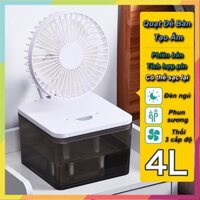 (Chính Hãng) (Chính Hãng) Quạt Hơi Nước Tạo Ẩm Để Bàn 4L Tích Hợp Pin Sạc , Đèn Ngủ , 3 Cấp Độ Thổi - t