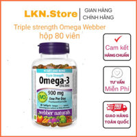 [chính hãng có tem phụ] Omega 3 triple strength Webber naturals hộp 80 viên - omega3 900mg canada 80v hỗ trợ tim mạch