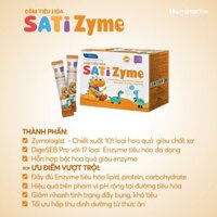 [Chính hãng] Cốm tiêu hóa SatiZyme hỗ trợ tiêu hoá khoẻ mạnh, tăng cường hấp thu - Hộp 20 gói x 3g