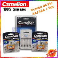 {Chính hãng} Combo 04 viên Pin AA/AAA 1100mAh, 2700mAh và sạc Camelion BC - 1010B - Có tem Hợp lực chống hàng giả