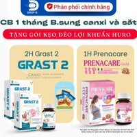 (Chính hãng) Combo 1 tháng bổ sung canxi và sắt cho mẹ bầu [ 2 hộp Grast 2 lọ + 1 hộp prenacare ] - 3H x 30 viên