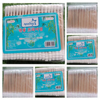 Chính hãng [Combo 6 gói] Tăm Bông ráy tai thân gỗ AquaStar ( 100 cây/ gói)