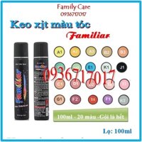 [Chính hãng] combo 6 keo xịt tóc màu tạm thời Familiar- gội là hết lọ 100ml+ plac giầy