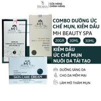 [CHÍNH HÃNG] Combo dưỡng ức chế mụn, kiềm dầu, se khít lỗ chân lông, mờ thâm mụn MH, Kem số 4, Serum số 3, Ha collagen
