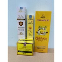 [Chính hãng] Combo Kem face Collagen X3 Luxury + Serum căng bóng da + Kem chống nắng + Sữa rửa mặt Mỹ phẩm Đông Anh