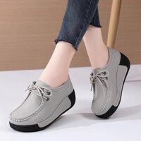 Chính Hãng Da Đế Dày Giày Nữ Thời Trang Nữ Đơn Phong Cách Mới Phù Hợp Với Mẹ Nền Tảng Giày Chống Trơn Trượt Giày Đơn Rocking Giày Da Giày Thông Thường