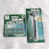 Chính hãng Dao cạo râu Gillette Vector Plus Razor 1Up + hộp 4 lưỡi