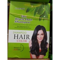 Chính hãng DẦU GỘI NHUỘM ĐEN TÓC BLACK HAIR SHAMPOO YLOFANG (HỘP 10 GÓI)