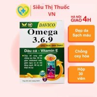 [CHÍNH HÃNG] Davico Omega 3.6.9 - hỗ trợ giảm cholesterol máu, giảm nguy cơ xơ vữa động mạch Lọ 60 viên